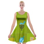 colorblock green hanukkah Velvet Skater Dress