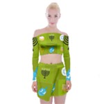 colorblock green hanukkah Off Shoulder Top with Mini Skirt Set