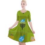 colorblock green hanukkah Quarter Sleeve A-Line Dress