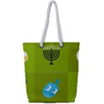 colorblock green hanukkah Full Print Rope Handle Tote (Small)