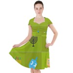 colorblock green hanukkah Cap Sleeve Midi Dress