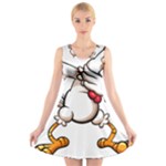 Dabbing Chicken V-Neck Sleeveless Dress