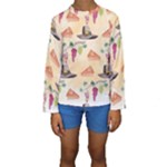 Thanksgiving Watercolor Kids  Long Sleeve Swimwear