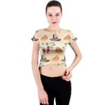 Thanksgiving Watercolor Crew Neck Crop Top