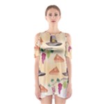 Thanksgiving Watercolor Shoulder Cutout One Piece Dress