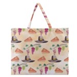 Thanksgiving Watercolor Zipper Large Tote Bag