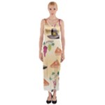 Thanksgiving Watercolor Fitted Maxi Dress