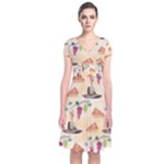 Thanksgiving Watercolor Short Sleeve Front Wrap Dress