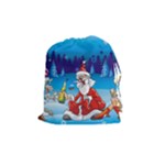 drunk Santa ugly xmas Drawstring Pouch (Medium)