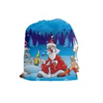 drunk Santa ugly xmas Drawstring Pouch (Large)