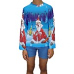 drunk Santa ugly xmas Kids  Long Sleeve Swimwear