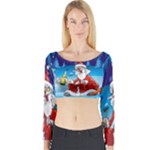 drunk Santa ugly xmas Long Sleeve Crop Top