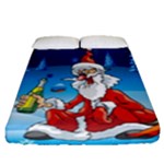 drunk Santa ugly xmas Fitted Sheet (Queen Size)