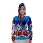 drunk Santa ugly xmas Hooded Windbreaker (Women)