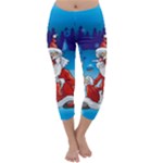 drunk Santa ugly xmas Capri Winter Leggings 