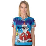 drunk Santa ugly xmas V-Neck Sport Mesh Tee