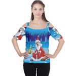 drunk Santa ugly xmas Cutout Shoulder Tee