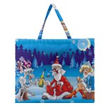 drunk Santa ugly xmas Zipper Large Tote Bag