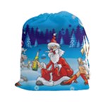 drunk Santa ugly xmas Drawstring Pouch (XXL)