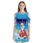 drunk Santa ugly xmas Shoulder Cutout Velvet One Piece