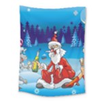 drunk Santa ugly xmas Medium Tapestry