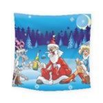 drunk Santa ugly xmas Square Tapestry (Small)