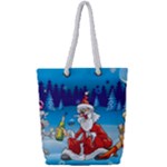 drunk Santa ugly xmas Full Print Rope Handle Tote (Small)