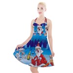 drunk Santa ugly xmas Halter Party Swing Dress 