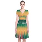 african women happy kwanzaa Short Sleeve Front Wrap Dress