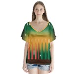 african women happy kwanzaa V-Neck Flutter Sleeve Top