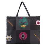 Halloween Zombie Hunter Zipper Large Tote Bag