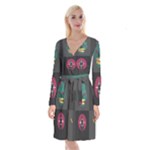 Halloween Zombie Hunter Long Sleeve Velvet Front Wrap Dress