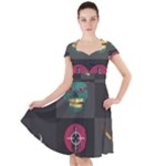 Halloween Zombie Hunter Cap Sleeve Midi Dress