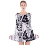 Day Of The Dead Wedding Long Sleeve Velvet Skater Dress