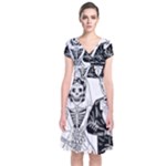 Day Of The Dead Wedding Short Sleeve Front Wrap Dress