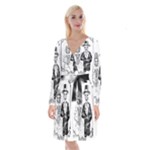 Day Of The Dead Wedding Long Sleeve Velvet Front Wrap Dress