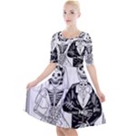 Day Of The Dead Wedding Quarter Sleeve A-Line Dress