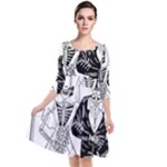 Day Of The Dead Wedding Quarter Sleeve Waist Band Dress