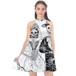 Day Of The Dead Wedding Halter Neckline Chiffon Dress 