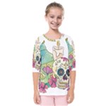 Tequila Sugar Skull Kids  Quarter Sleeve Raglan Tee