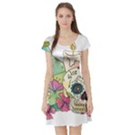 Tequila Sugar Skull Short Sleeve Skater Dress