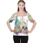 Tequila Sugar Skull Cutout Shoulder Tee