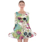 Tequila Sugar Skull Long Sleeve Skater Dress