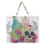 Tequila Sugar Skull Zipper Large Tote Bag