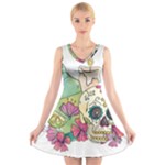 Tequila Sugar Skull V-Neck Sleeveless Dress