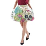 Tequila Sugar Skull A-Line Pocket Skirt