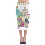 Tequila Sugar Skull Midi Pencil Skirt