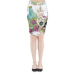 Tequila Sugar Skull Midi Wrap Pencil Skirt