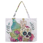 Tequila Sugar Skull Zipper Medium Tote Bag