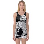 Halloween Skeleton Astronaut One Piece Boyleg Swimsuit